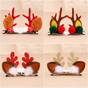 Pinces À Cheveux En Corne De Renne De Noël Mignon Festif Feutre Paillettes Oreilles Champignon Décor Pour Fête Cosplay Femmes Enfants