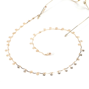 Fashionable gold butterfly eyeglass chain with hollow flower pendants and non-slip loops