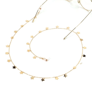 Elegant gold butterfly eyewear chain with anti-slip loops on a clean white background