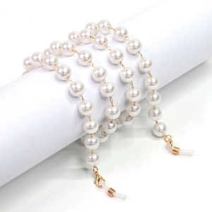 Elegant Faux Artificial Pearl Glasses Chain Copper Metal Anti Slip Eyewear Lanyard Sunglasses Holder Adjustable Strap For Women