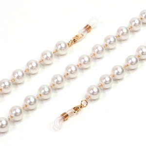 10mm pearl sunglasses chain with gold lobster clasps and non-slip silicone loops