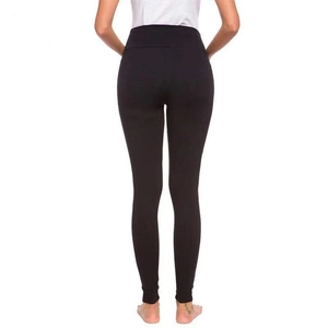 High-waisted black maternity yoga pants with belly support and slimming stretch fit