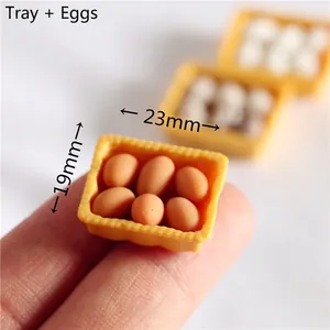 Miniature dollhouse egg set with yellow tray in 23mm x 19mm scale for OB11 dioramas