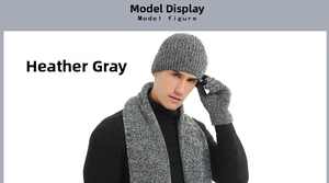 Close-up of winter knit set in heather gray showing rib-knit texture and material