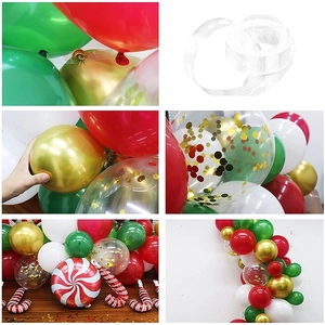 Christmas balloon arch kit with red green gold latex balloons and candy cane foil balloons