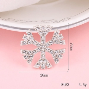 Silver rhinestone snowflake charm for DIY jewelry, 28mm size with sparkling crystals