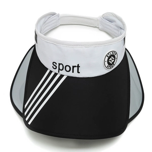 Unisex sports sun visor hat with telescopic brim and breathable sweatband in black