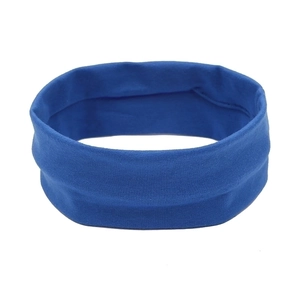 Breathable blue elastic sports headband for women, ideal for yoga and outdoor fitness activities