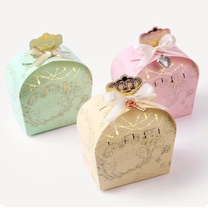 Scatola Regalo In Carta Forma Corona Bronzatura Stile Europeo Confezione Caramelle Matrimonio Con Nastro Ciondolo