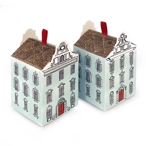 European Style House Shape Gift Box Cardboard Cartoon Villa Candy Box With Ribbon For Wedding Party Baking Packaging