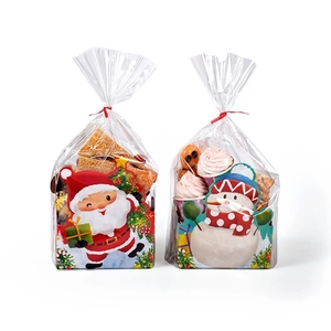 Christmas gift bag set with Santa Claus and Snowman patterns for candy and treats