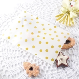 Translucent gold polka dot OPP food packaging bags for cookies and bakery gifts
