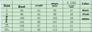 Size chart for women's V-neck dress including S to 3XL bust, length, and waist details