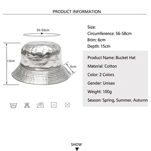 Bob argenté métallisé en coton présentant un design de circonférence de 56-58 cm