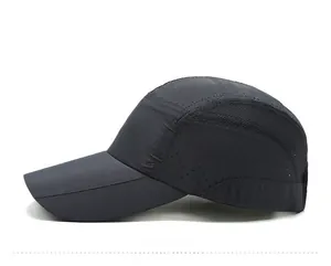 Side view of thin quick-dry baseball cap with breathable mesh panels for outdoor sun protection