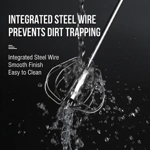 Semi-automatic stainless steel whisk with one-piece steel wire for easy cleaning