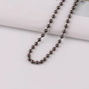 Deep grey metal ball chain with 3.2mm round beads for jewelry and tag hanging