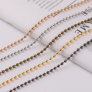 Five assorted metal ball chains in gold silver and bronze for jewelry making