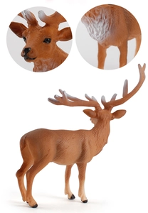 Detailed view of realistic male deer toy model with lifelike fur texture and antlers