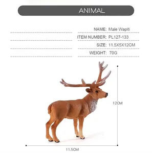 Detailed male wapiti animal model with realistic fur texture and antler measurements
