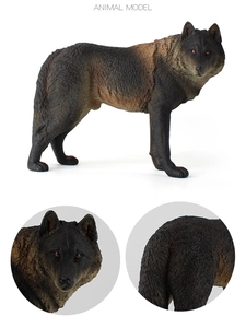 Detailed realistic wolf model figurine showing lifelike fur texture and facial details
