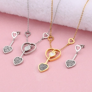Parures de bijoux cœur et flèche en or et argent avec cristaux et nacre élégants