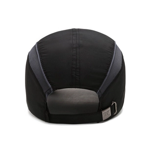 Adjustable black mesh baseball cap for men with breathable quick-dry summer fabric