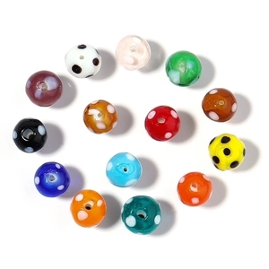 Colorful mushroom lampwork glass beads with polka dot patterns for DIY jewelry making