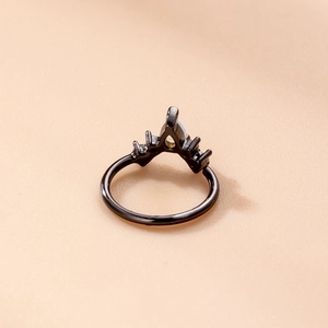 Black plated crown nose ring with micro-paved cubic zirconia in 0.8x8mm sizing