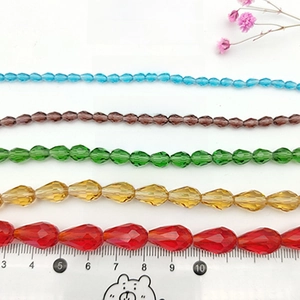 Faceted crystal teardrop beads in various sizes and colors for DIY jewelry and crafts