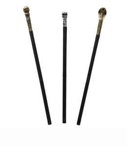 Detailed set of Halloween wands featuring golden snake head, skull, and round orb designs