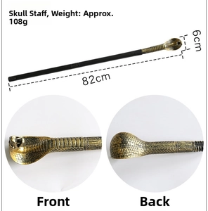 Detail of 82cm Halloween snake head scepter with retro bronze finish for role play