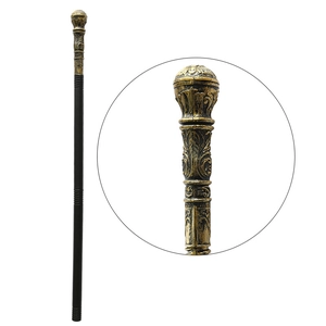 Halloween scepter featuring golden snake head handle and black staff on white background