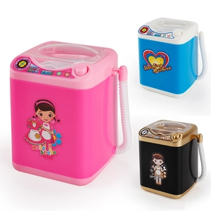 Mini electric toy washing machine set in pink, blue, and black for children simulation play