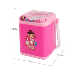 Pink miniature simulation washing machine toy for children with realistic drainage pipe