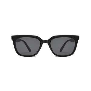 Classic large square frame black sunglasses with polished finish and tinted lenses