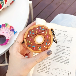 Creative doughnut silicone case for AirPods Pro with colorful sprinkles and black hook