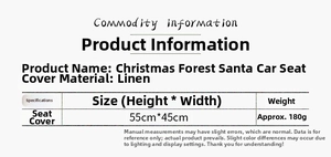Detailed dimension guide for Christmas gnome themed linen chair covers in 55x45cm size