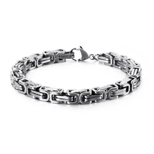 Silver Byzantine chain bracelet for men in stainless steel with lobster clasp
