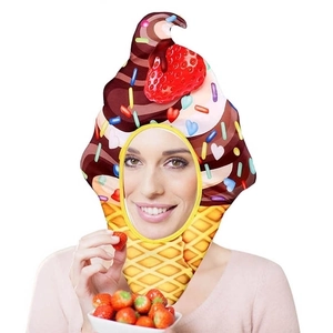 Funny ice cream cone plush hat for Halloween and cosplay parties on white background