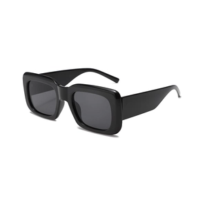 Vintage retro rectangle sunglasses with thick black frame and wide arms for men and women