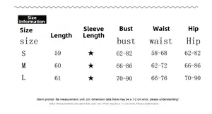 Detailed size chart with measurements for sexy low-cut backless bodysuit in centimeters