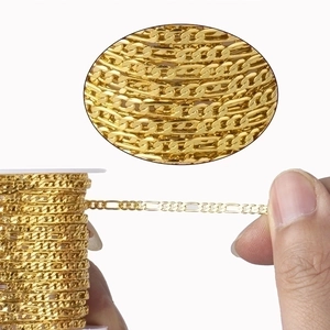 Golden 2.5mm Figaro flat curb chain link for DIY jewelry making and necklace crafts