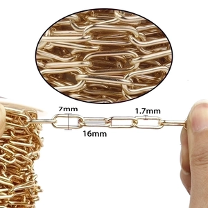 Cadena de clip dorada de 5 m para collares DIY, eslabones de 7x16 mm y alambre de 1,7 mm