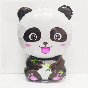 Cute cartoon panda foil balloon holding green bamboo for birthday party decorations