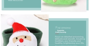 Detailed view of the soft plush fabric and embroidered Santa Claus festive wristband