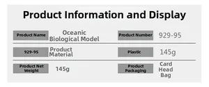 Detailed specifications for 6-piece plastic marine animal toy set including weight and packaging