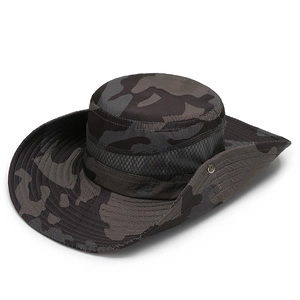 Cappello da sole mimetico da uomo a tesa larga con rete traspirante per escursioni all'aperto