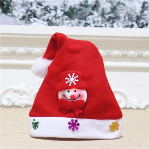 Luminous snowman Christmas hat in red plush with sparkling sequins and warm LED lights