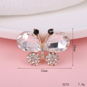 Detailed view of butterfly rhinestone charms with dimensions 33mm by 24mm for DIY crafts